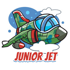 Vector Illustration of Airplane with Cute Illustration Available for Tshirt Design