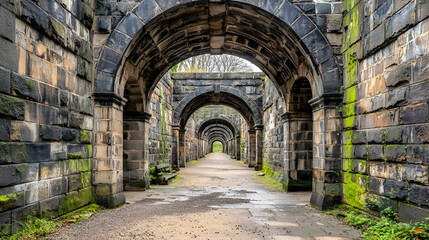 Naklejka premium Ancient Stone Arch Tunnel Path