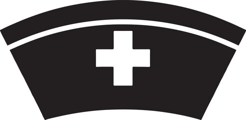 Obraz premium Nurse cap silhouette, nurse hat icon vector 
