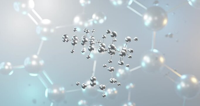 Thromboxane B2 rotating 3d molecule, molecular structure of inactive metabolite seamless video