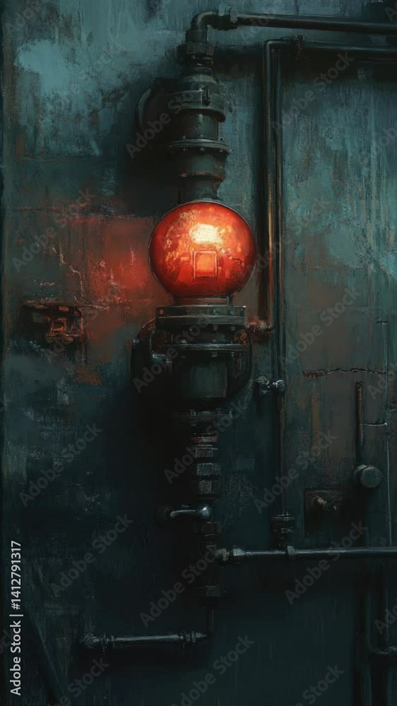 Poster a simple illustration of a light source on a wall, suitable for use in interior design or decorative