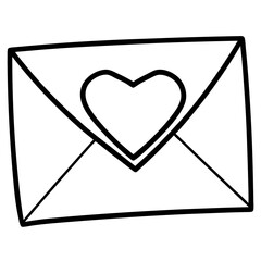 Romantic Envelope Line Art with Heart