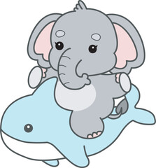 Cute Elephant vector icon. Funny baby Elephant animal series stock illustration. Life of fluffy Elephant designs.