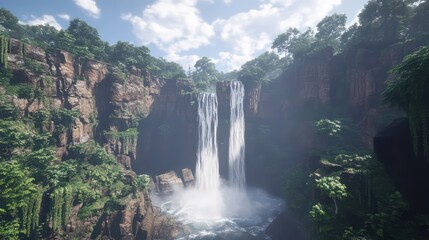 Fototapeta premium Tranquil waterfall landscape