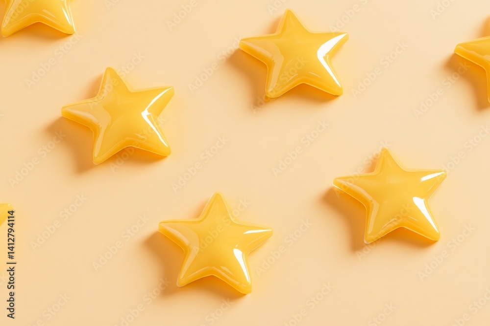 Poster flat ui design featuring glossy star ratings for user interface concepts