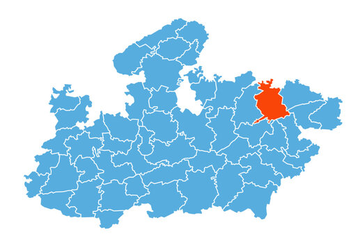Satna District map highlighted in Madhya Pradesh state map
