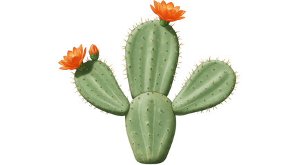 Isolated Cactus with Flowers