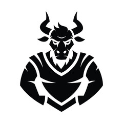 minotaur head mascot logo vector art illustration