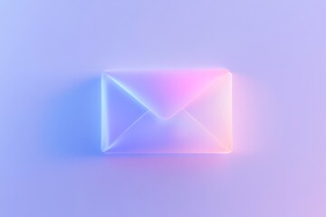 Neon glowing envelope icon on pastel background for modern ui design