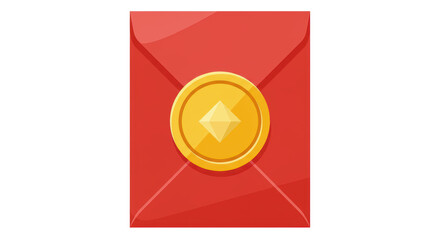 Isolated Red Envelope with Coin