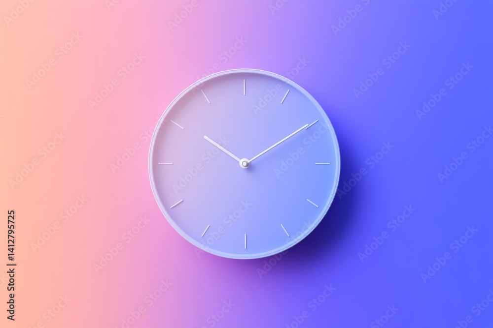Poster minimalist gradient clock face design for modern user interfaces