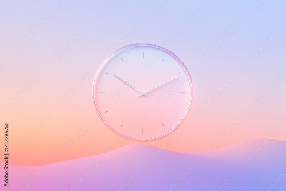 Poster minimalist flat timer widget design with pastel gradient background