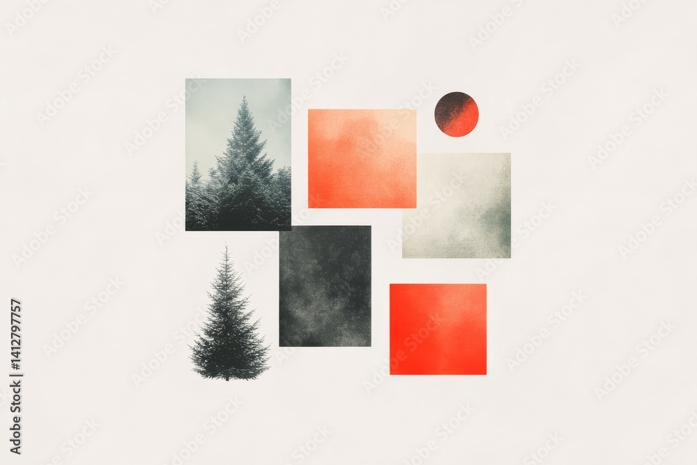 Poster modern geometric flat ui design with accordion menu elements