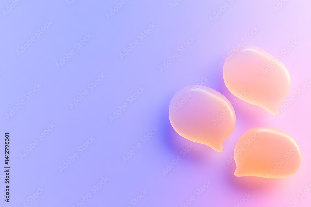 Poster minimalist flat ui design with chat bubble icons on gradient background