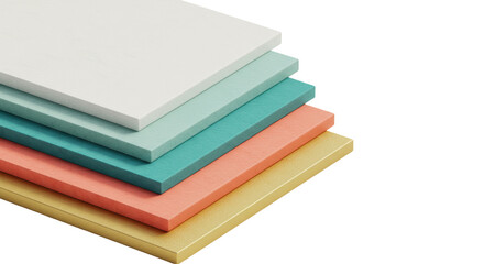 Isolated stack of colorful paper sheets