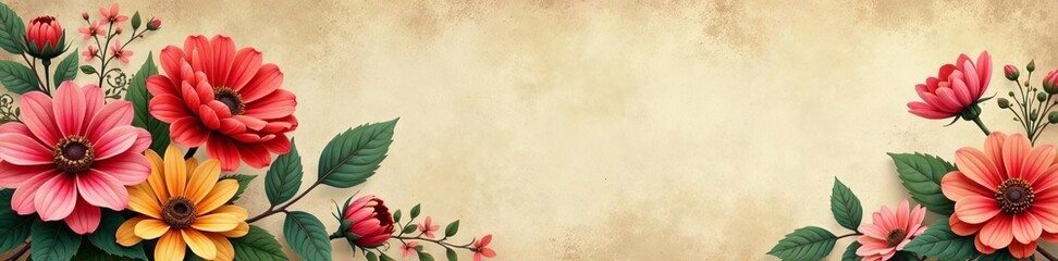 Fototapeta premium AI generated vintage flower design on textured paper, nostalgic atmosphere , grunge, vintage