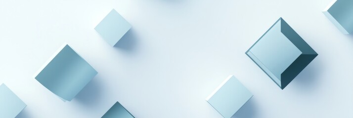 Fototapeta premium A visually striking abstract composition set against a white background, featuring an array of blue and geometric shapes. creating a harmonious and engaging visual narrative that is ideal for graphic 