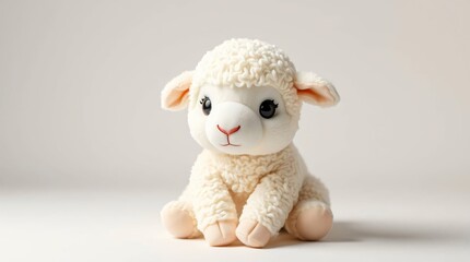 plush lamb toy white background