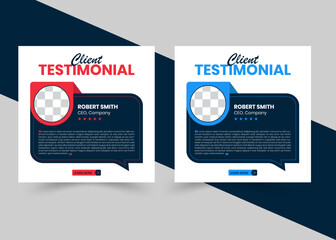 Creative, modern, stylish, client feedback or customer testimonial social media post design template. color variation bundle