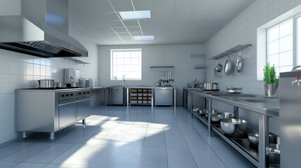 Modern Stainless Steel Commercial Kitchen Interior Design