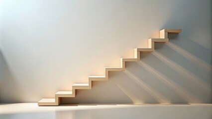 Simple Wooden Steps Ascending Towards Sunlight in Minimalist Room