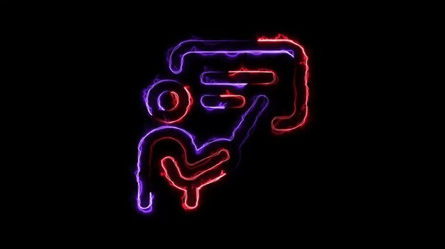 Training neon icon animation, learner, presentation icon, workshop neon icon animation