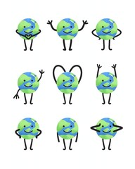 Happy world earth day with some set of cartoon earth vector icon design style illustrations. Perfect for your collection of assets, images, icons, logos, etc.