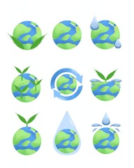 Happy world earth day with some stylish design icon vector illustration sets. Perfect for your collection of assets, images, icons, logos, etc.