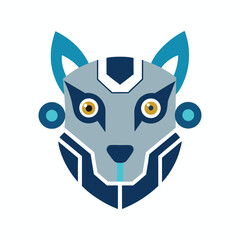 robot head mascot logo vector art illustration