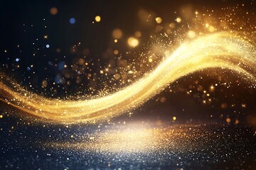 Golden abstract waves on dark background