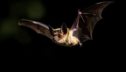 Fototapeta premium Bat in flight against dark background