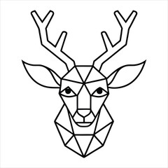 Geometric Christmas Deer Head Vector.