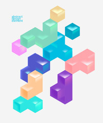 Obraz premium Multicolored 3D cubes. Glass iridescent geometric shape. Abstract conceptual background