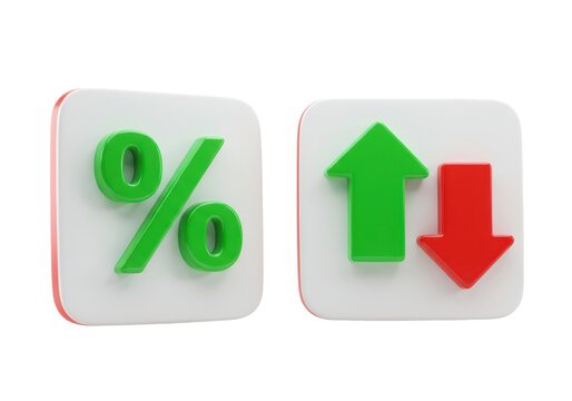 Financial trends percentage rate increase decrease concept isolated on background