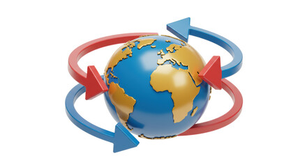 Isolated Globe with Arrows