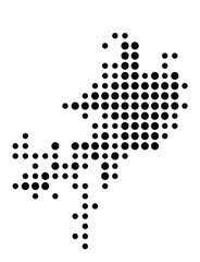 Symbol Map of Bentonville (United States) showing the city with a pattern of just a few black dots