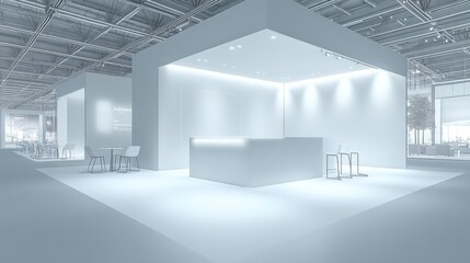 Modern White Exhibition Booth with Minimalist Design