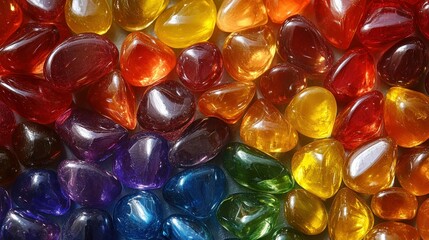 Colorful gemstone pebbles