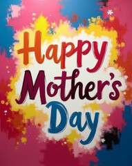 Obraz premium Happy Mother's Day Greeting in Colorful Acrylic Style 