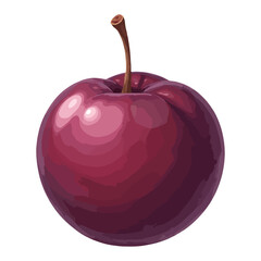 Fresh and Ripe Single Plum Fruit Isolated Hand Drawn Vector Illustration Maroon Color © Reytr