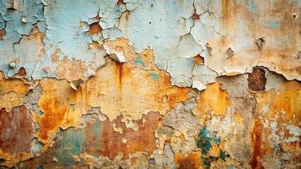 Fototapeta premium Highly Textured Rusted Metal Surface with Flaking Paint and Underlying Layers of Color