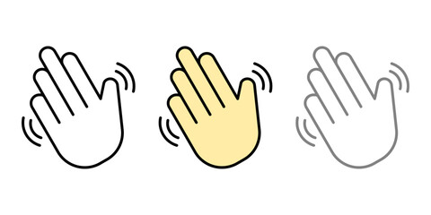 waving hand icons set. waving hand Vector Icon in line style design. Symbol of waving hand. Vector illustration.