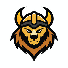 viking bear head mascot logo vector art illustration