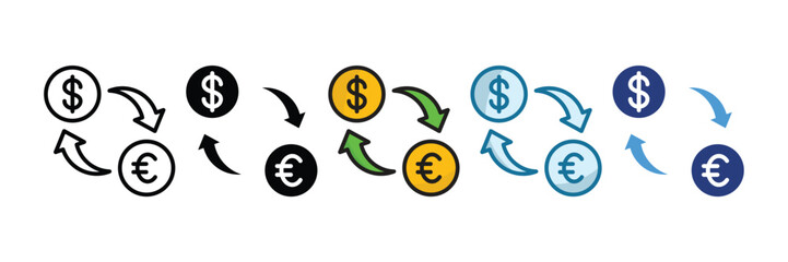 Exchange Rate Icon Set Multiple Style Collection