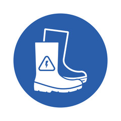 Isolated pictogrm wear electrically resistant boots for protection against high voltage electricity in hazardous areas