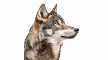 a portrait of a gray wolf photo on a transparent background, PNG image, PNG file, Generative art.