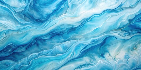 Abstract Fluid Art Serene Blue Swirls and Whimsical Waves