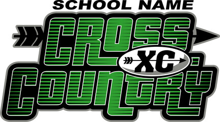 cross country team design with arrow for school, college or league sports