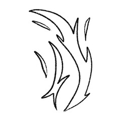 Hand drawn campfire with doodle flames. Retro fire outline and smoke silhouette. Flat vector illustration isolated on white background.