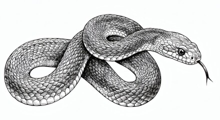 Fototapeta premium Snake drawing isolated on white background
